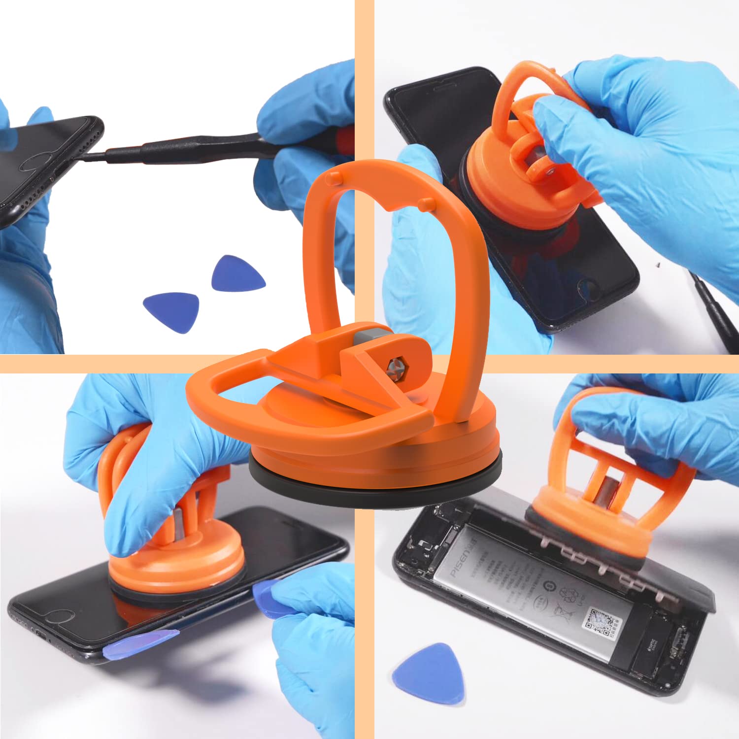 2 Pcs Orange Suction Cups - Phone Screen Repair Tool Screen Removal Tool, Adjusting Stand Glass Suction Cup, Tool Compatible with iPad, iPhone, Laptop, Tablet, Computer, LCD Screen Repair