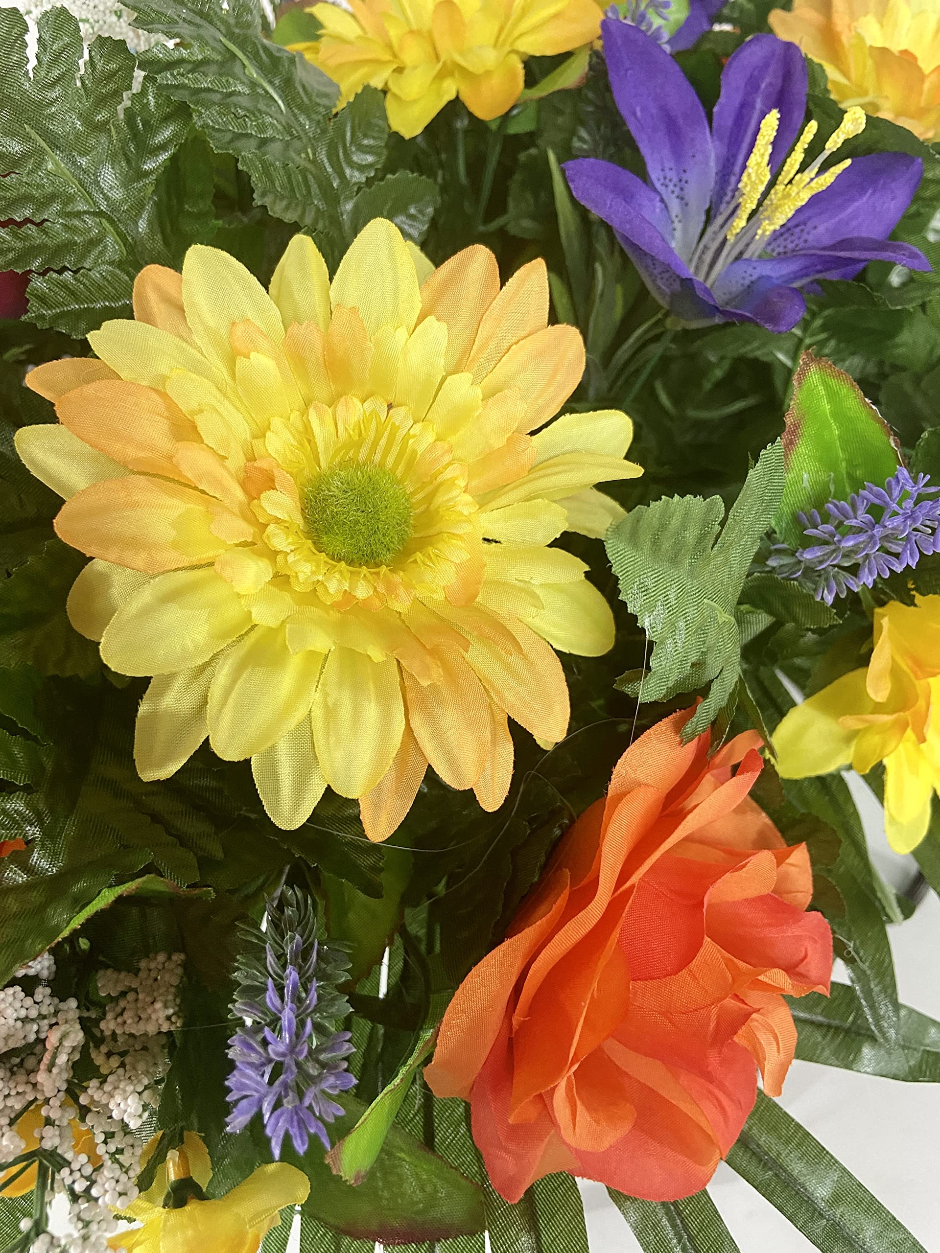 Cemetery Headstone Saddle -Purple Orange Yellow Mix Grave Decoration