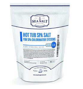 hot tub spa salt - pool salt for salt systems and chlorine generators including ace freshwater, hotspring, jacuzzi, caldera, chloromatic - 5 lbs/500 gallons - sea salt superstore