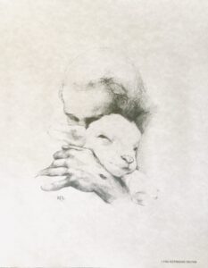 jesus and the lamb print 11x14 on parchment