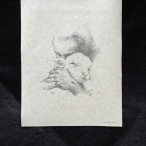 Jesus and the Lamb Print 11x14 on Parchment
