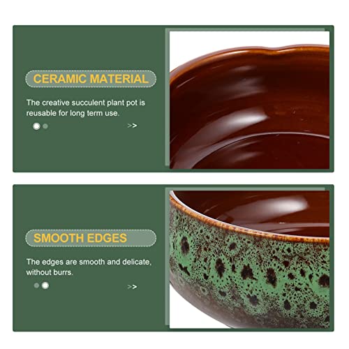 Happyyami Hydroponic Water Planter Pot Ceramic Succulent Bonsai Pot Water Lily Narcissus Planting Bowl Flowerpot Container Garden Decoration (Style b)