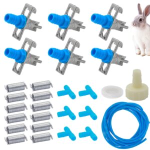 Automatic Rabbit Watering Kit Include 6 Nipple Drinker Feeders, ID 5/16" Hose, Barb Fittings to G1/2" Thread Connector