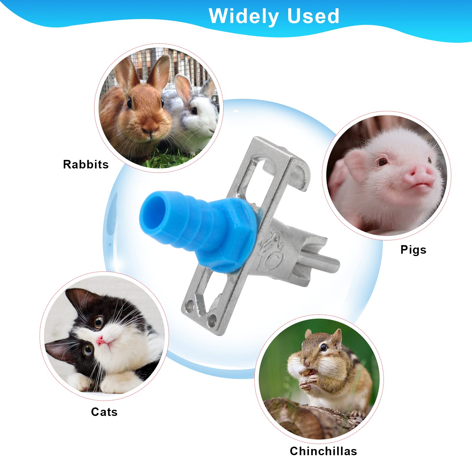 Automatic Rabbit Watering Kit Include 6 Nipple Drinker Feeders, ID 5/16" Hose, Barb Fittings to G1/2" Thread Connector