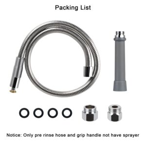 TBER Replacement B-0044-H Pre Rinse Sprayer Hose for TS Brass, 44” Flexible Stainless Commercial Kitchen Sink Faucet Hose with Heat Resistant Grip Handle(Gray)