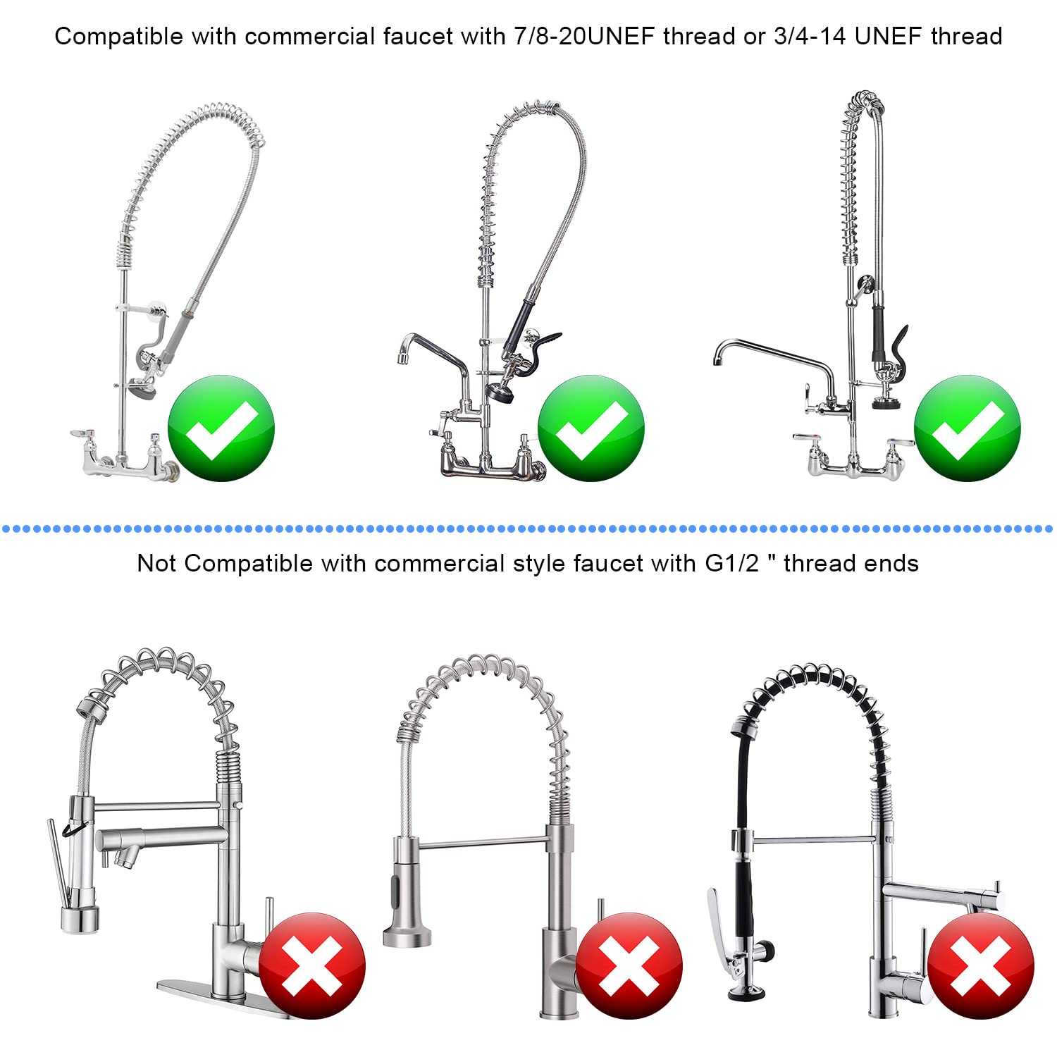 TBER Replacement B-0044-H Pre Rinse Sprayer Hose for TS Brass, 44” Flexible Stainless Commercial Kitchen Sink Faucet Hose with Heat Resistant Grip Handle(Gray)