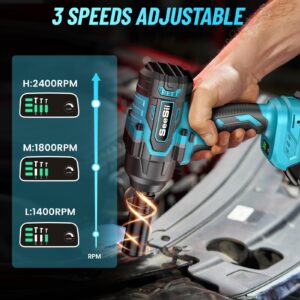 Seesii 1000Nm(738ft-lbs) High Torque Cordless Impact Wrench, 1/2 Brushless Battery Impact Gun w/ 5.0Ah Battery,Fast Charger, 5pcs Sockets & Storage Tool Box, Electric Impact Wrench for Car Truck,WH750