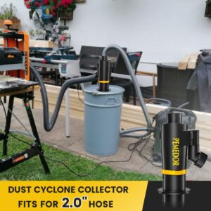 Cyclone Dust Collector 2.0'' DIY Dust Separator Extractor with 2 Filters, Shop Dust Collector Accessories Cyclone Vacuum Cleaner Filter, for Woodworking, Ash, Metal Shavings, Grain etc