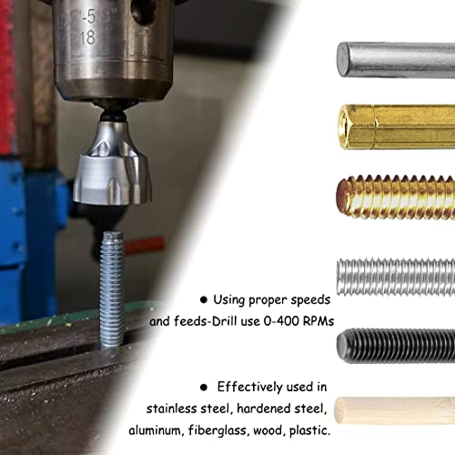 SeonFook Deburring External Chamfer Tool Bolt Thread Repair Tool Screw Burr Chamfering Removal Tool Quick Release Hex Shank Fits for 1/8"-3/4"(3mm-19mm) Deburring Drill Bit