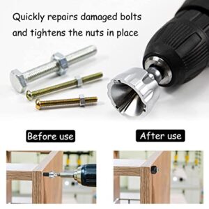 SeonFook Deburring External Chamfer Tool Bolt Thread Repair Tool Screw Burr Chamfering Removal Tool Quick Release Hex Shank Fits for 1/8"-3/4"(3mm-19mm) Deburring Drill Bit