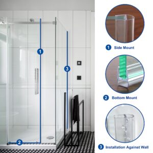 EAISMON Frameless Shower Door Seal for 3/8" Thick Glass, 2 Pack x 78" U Glass Shower Door Side Seal Strip Bottom Seal Door Sweep, Ultra-Clear Polycarbonate, Stop Shower Leaks Create a Water Barrier