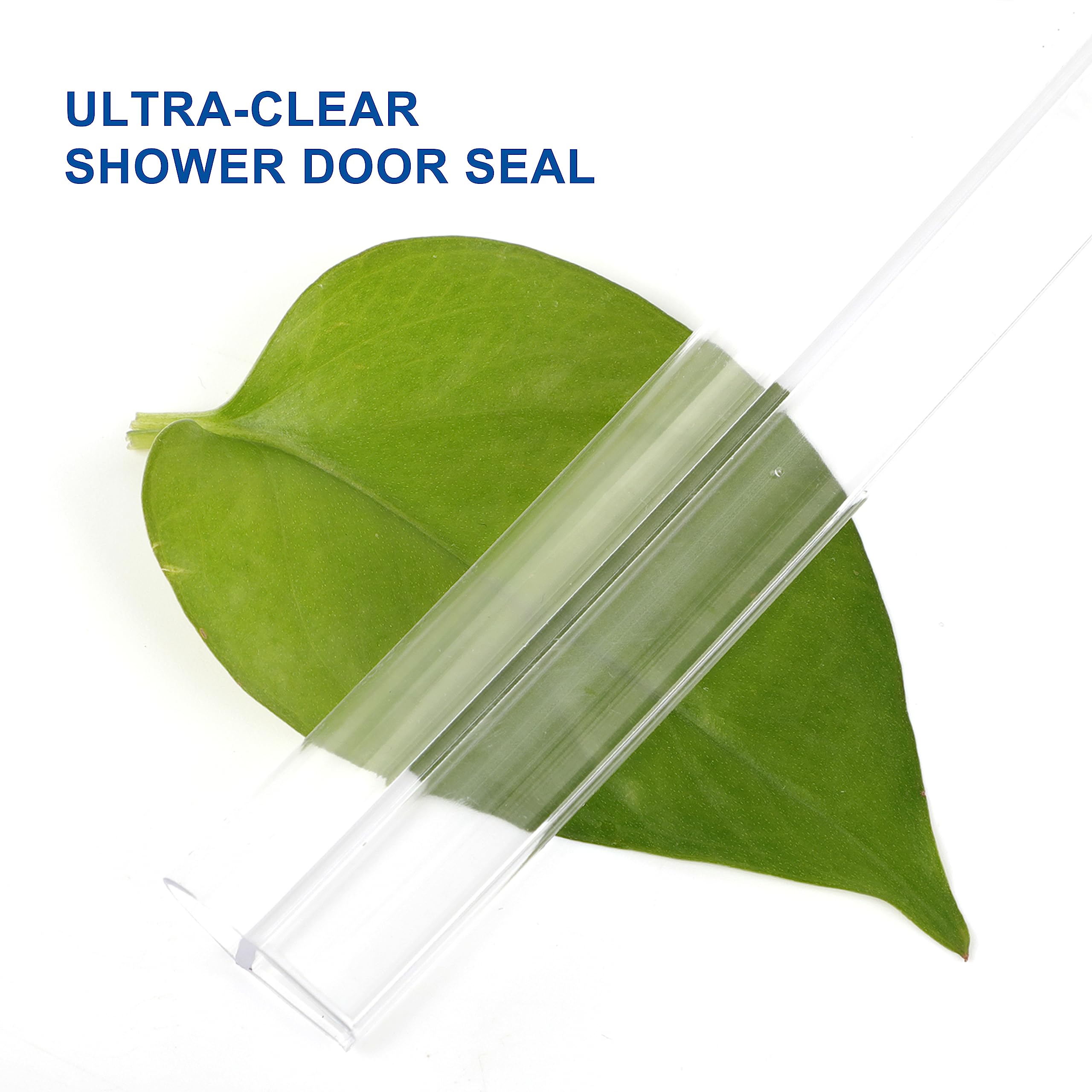 EAISMON Frameless Shower Door Seal for 3/8" Thick Glass, 2 Pack x 78" U Glass Shower Door Side Seal Strip Bottom Seal Door Sweep, Ultra-Clear Polycarbonate, Stop Shower Leaks Create a Water Barrier