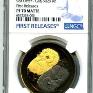 2022 CA Canada BLACK AND GOLD RHODIUM SEA OTTER 1 OZ .9999 Silver FIRST RELEASES $20 NGC PF70 MATTE