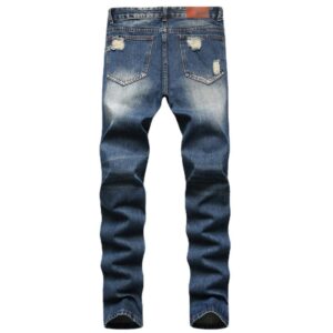 Men's Casual Ripped Jeans Distressed Slim Fit Straight Leg Denim Pants Classic Destroyed Washed Jean Trousers (Blue 1,30)