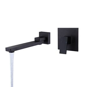 wall mount tub faucet with extra long tub spout,single handle tub filler faucet with brass rough-in valve,matte black