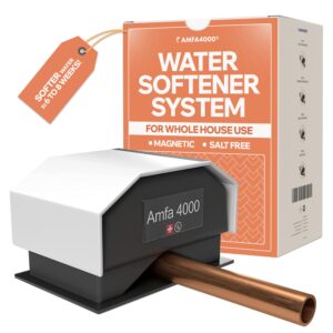 amfa4000® whole house water softener system - salt free water descaler for whole house, compact water softener, magnetic soft water system, portable water softner system