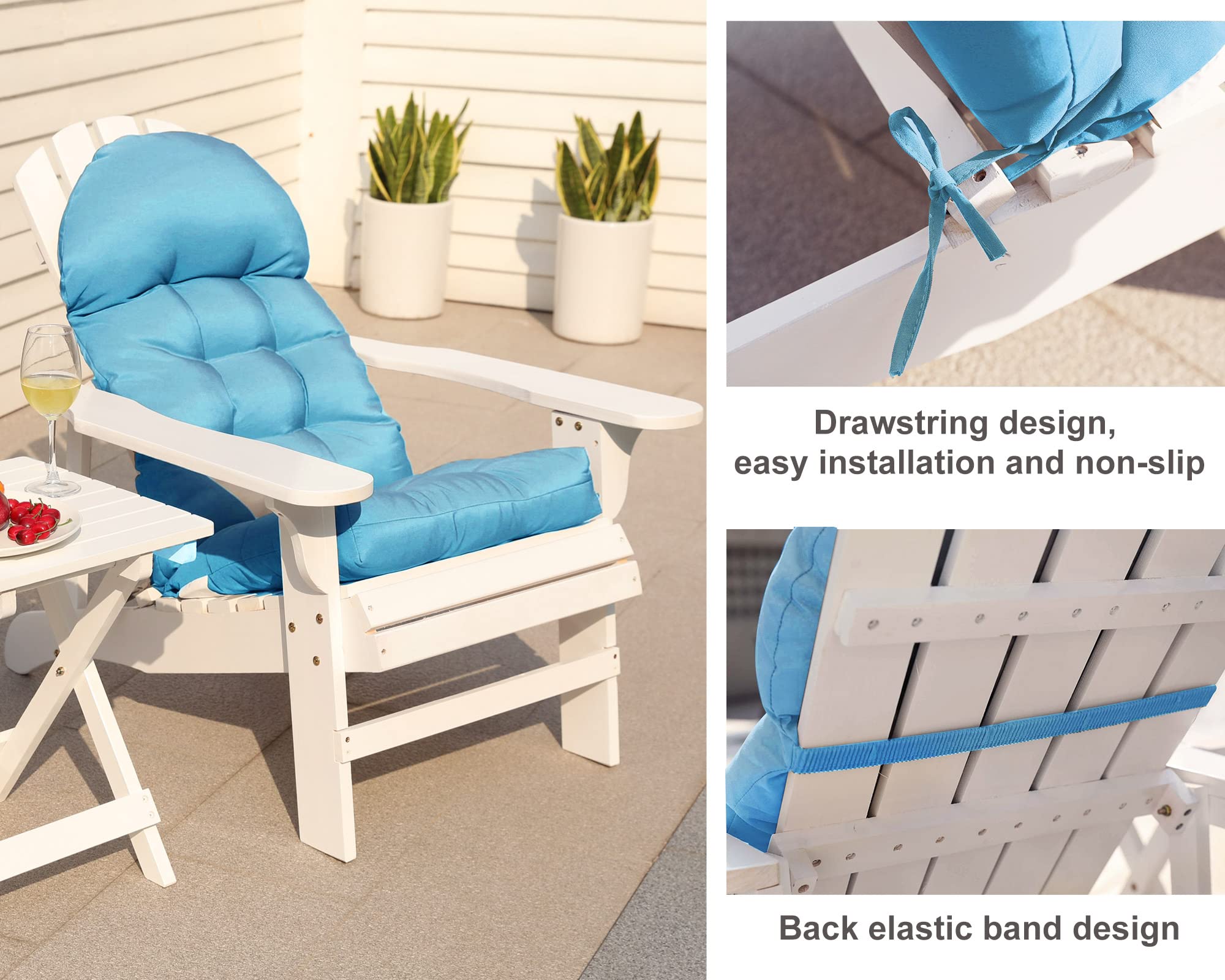 COSNUOSA Rocking Chair Cushion High Back Adirondack Chair Cushion Waterproof Patio Cushions for Outdoor Furniture Sky Blue