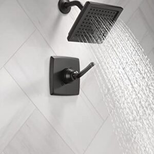 Delta Faucet Geist 14 Series Black Shower Faucet, Shower Trim Kit with Single-Spray Matte Black Shower Head, Shower Faucet Set Complete, Matte Black 142864-BL (Valve Included)