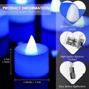 72 Pack Flameless Tea Lights Candles Blue LED Candles Wedding Flameless Flickering LED Candles Battery Operated Blue Tea Light Candle for Romantic Night Honeymoon Table Decor