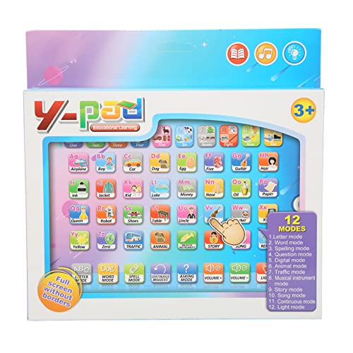 Mothinessto Kids Learning Tablet, Full English Teaching Learning Machine Anti Blue Light Touch Voice Tablet Appearance for Kindergarten