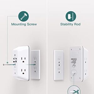 Surge Protector, Outlet Extender with Night Light, Addtam 5-Outlet Splitter and 4 USB Ports and 10Ft Surge Protector Power Strip with 8 AC Outlets and 4 USB Ports(1 USB C), for Home, Office and Dorm
