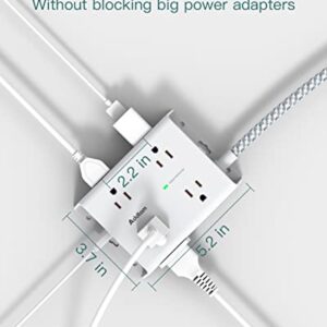 Surge Protector, Outlet Extender with Night Light, Addtam 5-Outlet Splitter and 4 USB Ports and 10Ft Surge Protector Power Strip with 8 AC Outlets and 4 USB Ports(1 USB C), for Home, Office and Dorm