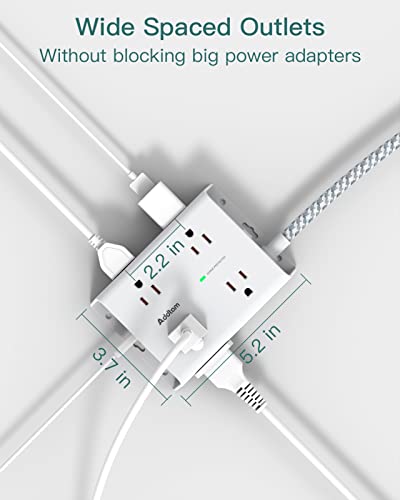 Surge Protector, Outlet Extender with Night Light, Addtam 5-Outlet Splitter and 4 USB Ports and 10Ft Surge Protector Power Strip with 8 AC Outlets and 4 USB Ports(1 USB C), for Home, Office and Dorm