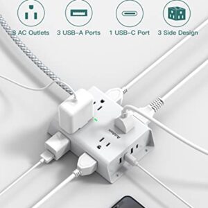 Surge Protector, Outlet Extender with Night Light, Addtam 5-Outlet Splitter and 4 USB Ports and 10Ft Surge Protector Power Strip with 8 AC Outlets and 4 USB Ports(1 USB C), for Home, Office and Dorm