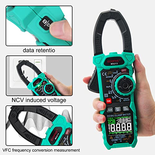 Labloot Ecofive MS213 1000A True RMS AC/DC Voltage Current Diode Capacitance Frequency Temperature NCV VFC Clamp Meter