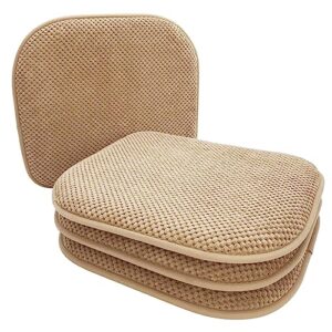 pagged khaki foam seat cushions kitchen chairs pads for dining chairs non slip patio seat cushions set of 4 washable u shaped soft thick large metal wooden chair cushions,17" x 15"