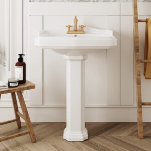 deervalley dv-1p522 dynasty pedestal sink 23" w x 19" d white ceramic pedestal bathroom sink with overflow