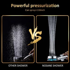 Fundrem High Pressure Shower Head With Hose, Modern Style, 3 Settings, Finish, Handheld Shower Head With Filter, Turbo Shower Head