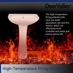 DeerValley DV-1P525 Ally 20" X 17" Modern U-Shape White Ceramic Pedestal Bathroom Sink With Overflow
