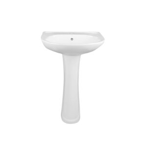 DeerValley DV-1P525 Ally 20" X 17" Modern U-Shape White Ceramic Pedestal Bathroom Sink With Overflow