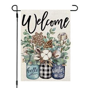 crowned beauty winter garden flag floral mason jar 12x18 inch small double sided yard decorative holiday seasonal outside welcome burlap farmhouse decoration