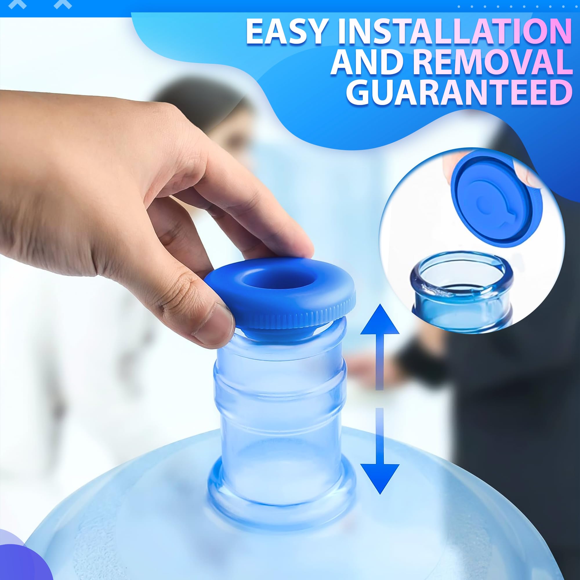 4Pcs 5 Gallon Water Jug Cap - Silicone Spill Stopper Water Jug 5 Gallon Water Bottle Replacement Lid Spill Guard Water Bottle Cap for 5 Gallon Water Jug Lid - Primo Water Bottle Caps 5 Gallon Jug Cap