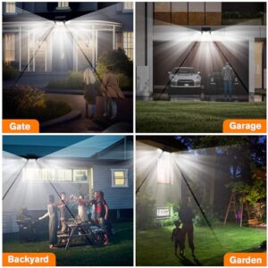Solar Lights Outdoor, 3 Head Solar Motion Lights Outdoor with 2500LM 232 LEDs High Brightness, Built-in Bigger Tempered Glass Solar Panel, Sensitive PIR Motion Inductor