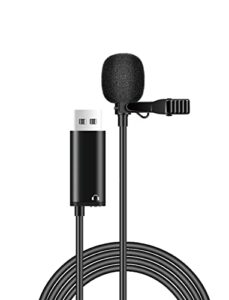 usb lavalier microphone, 6.6ft onidirectional condenser lapel mic with headphones jack for audio video recording, youtube, interview, tiktok, pc, computer, mac, gaming, podcasting, live streaming
