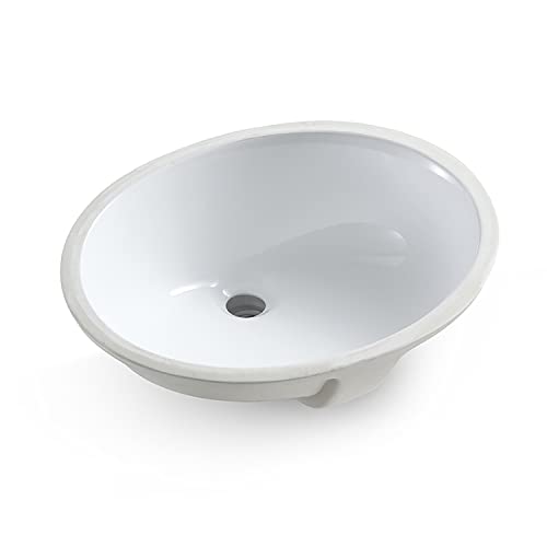 MEJE 19.5"x16" Oval Shape Bathroom Sink Undermount, Modern Pure White Porcelain Ceramic Vanity Top Sink, Basin with Overflow