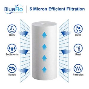 10" x 4.5" Whole House Sediment Water Filter, 5 Micron 10-inch Big Water Filter Replacement Cartridge Compatible with W15-PR, DGD-5005, FP15B, HD-950A, GXWH35F, GXWH30C, 2 Pack