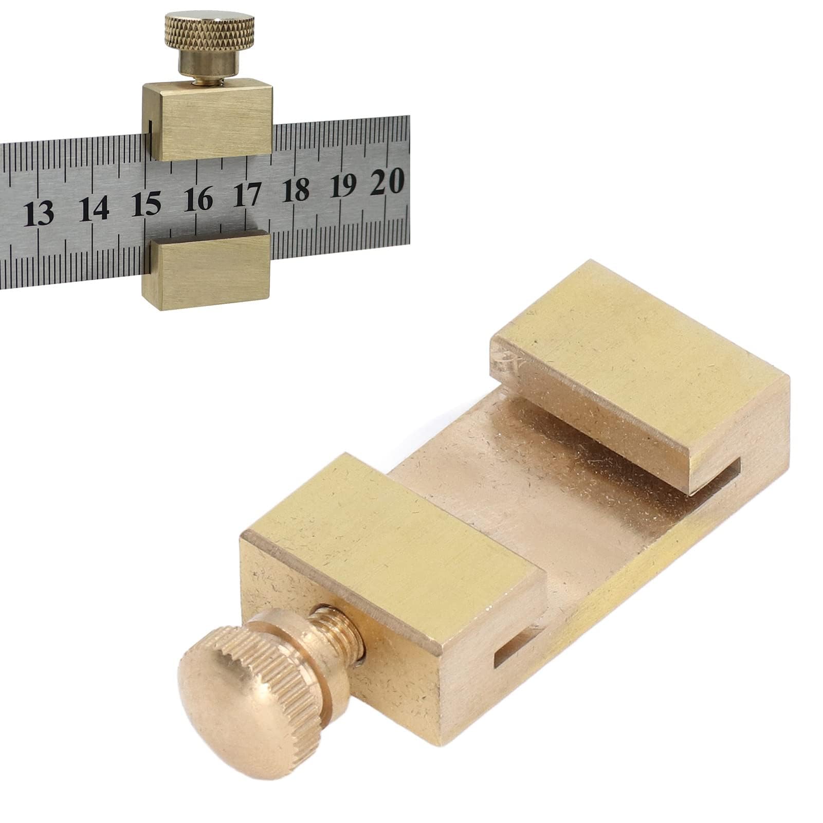 2Pcs Brass Scribe Steel Ruler Ruler Stops Fences Mini Woodworking Angle Line Positioning Limit Block