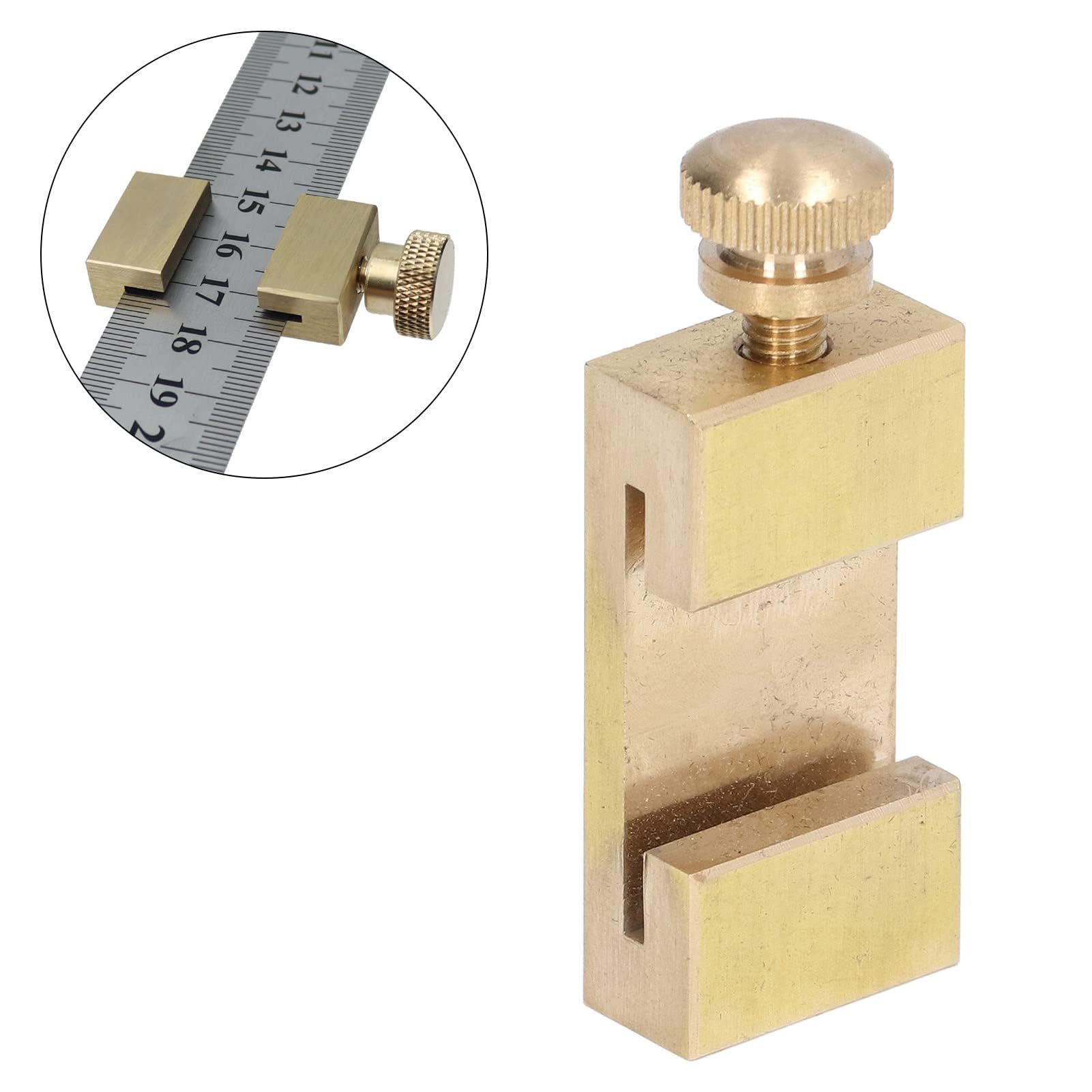 2Pcs Brass Scribe Steel Ruler Ruler Stops Fences Mini Woodworking Angle Line Positioning Limit Block