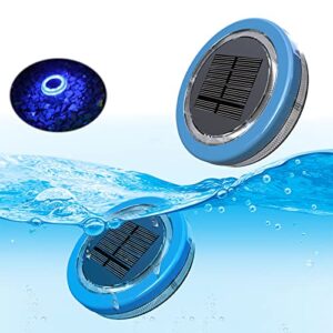 fvtled floating pool lights, solar pool lights with 1800mah lighting 2-3 nights, 4.5", ip68 waterproof pool lights that float for swimming pool, pond, lawn or disco pool party decoration, 1pcs, blue