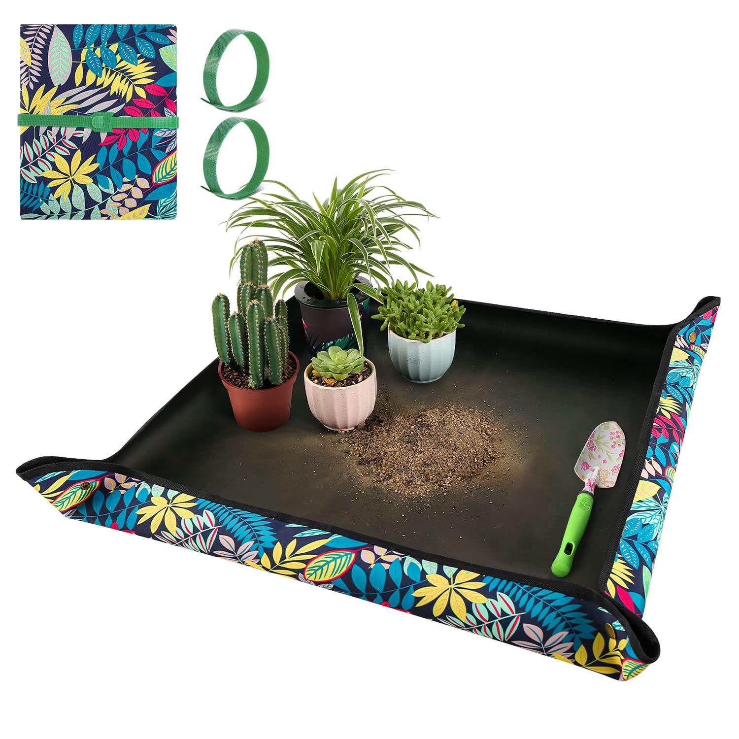 Repotting Mat for Plant Transplanting and Mess Control 29.5"x 29.5" Oxford Fabric Waterproof Potting Foldable Indoor Portable Gardening Tray Unique Gifts Lovers