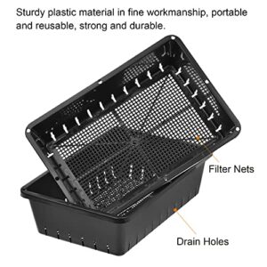 MECCANIXITY Garden Growing Trays Plastic Recyclable Plant Nursery Sprout Tray with Drain Holes, Black Pack of 10