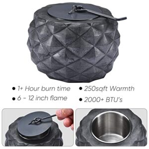 ROUNDFIRE Round Faceted Concrete Tabletop Fire Pit - Fire Bowl, Portable Fire Pit, Small Personal Fireplace for Indoor and Garden Use