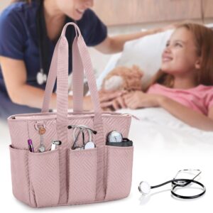 Fasrom Nurse Tote Bag for Work Nurses, Clinical Bag for Nursing Students and Home Health Care Staff, Pink (Empty Bag Only)