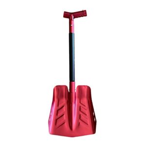 SnowBigDeal Emergency Snow Shovel with Saw - Converts from Dig to Chop/Hoe Mode Portable for Snowmobiles, Skiing, Backcountry, Avalanche Rescue Winter Survival Gear Car, Camping T6 Aluminum, Red