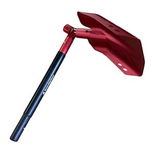 SnowBigDeal Emergency Snow Shovel with Saw - Converts from Dig to Chop/Hoe Mode Portable for Snowmobiles, Skiing, Backcountry, Avalanche Rescue Winter Survival Gear Car, Camping T6 Aluminum, Red