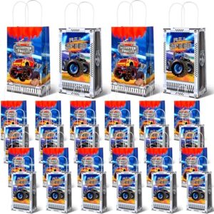 24 pcs truck party supplies trucks favors bags with handles truck themed candy bags goodie bags for kids truck party themed birthday party supplies, 12 x 8 x 21 cm